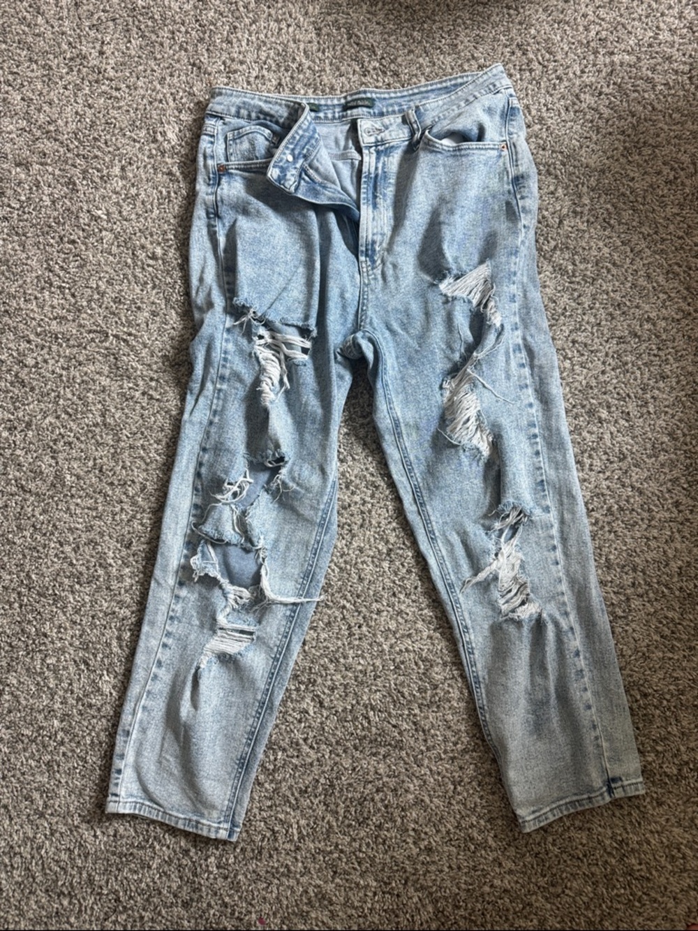 Wild Fable Light Wash Heavily Distressed High Rise Mom Jeans